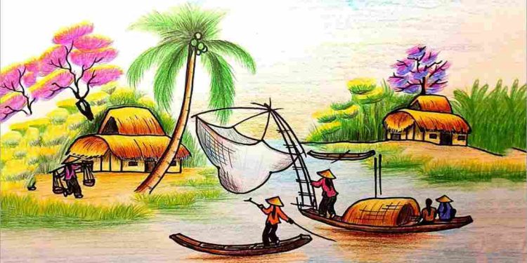 Cần xác định bố cục khi vẽ tranh phong cảnh