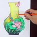 Vẽ bình hoa rất đơn giản ai cũng có thể làm được  