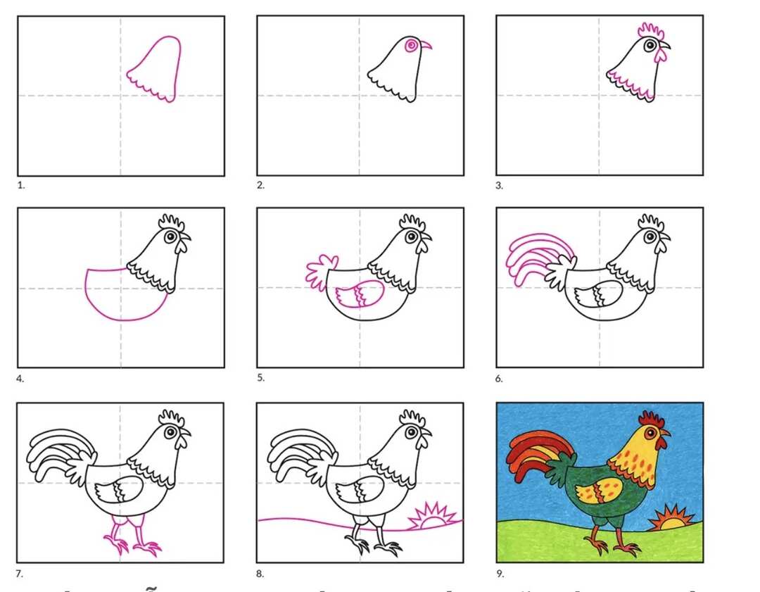 Các bước để vẽ một con gà đơn giản nhất 