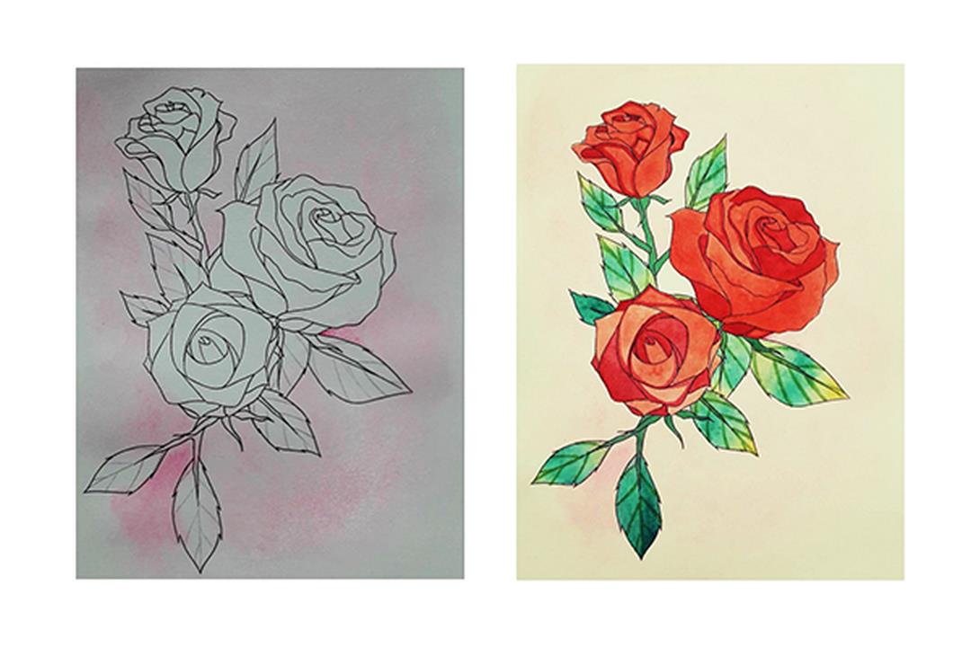 tự học màu nước 1  vẽ hoa hồng màu nước  watercolor rose  YouTube
